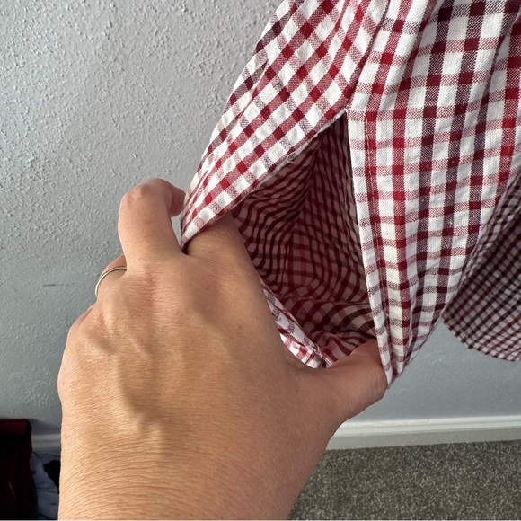 Free People Red and White Checkered gingham tunic Top large - Picture 8 of 8